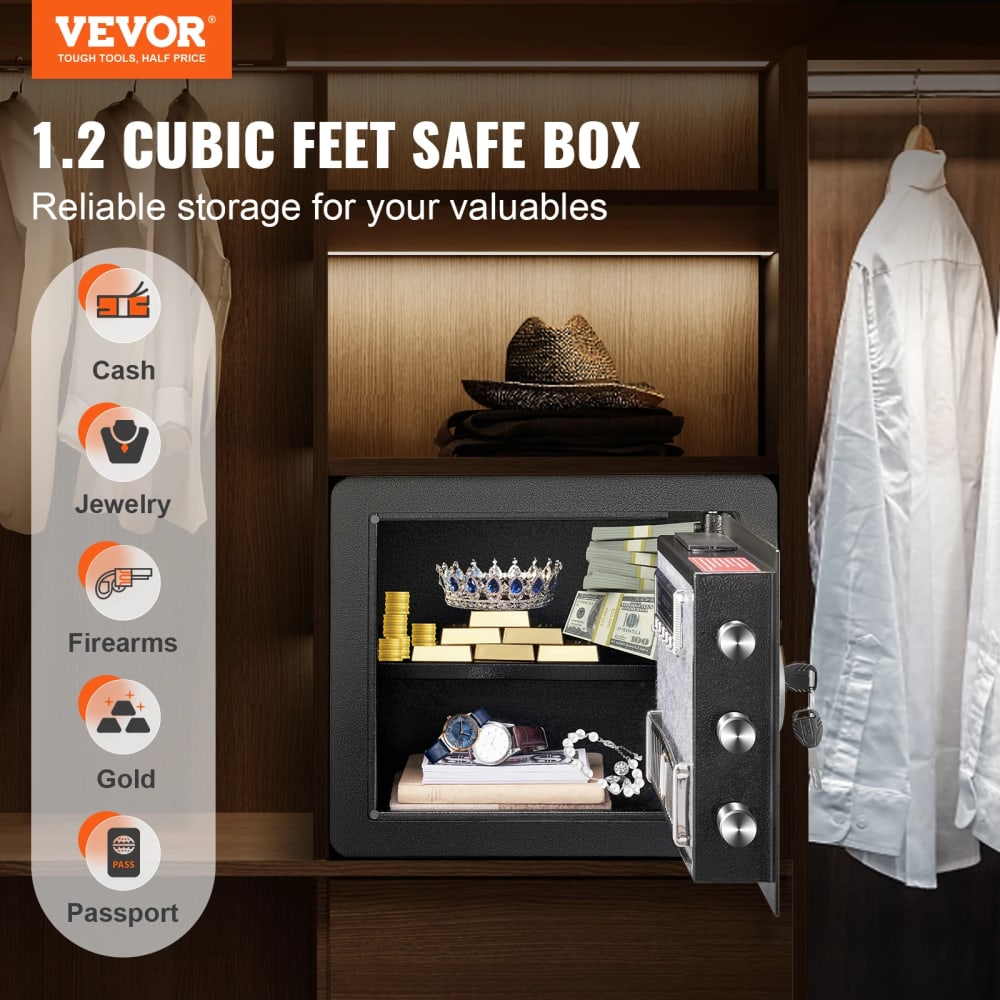 VEVOR Cubic Fit Electronic Safe Deposit Safe Box With Digital Access And Keys